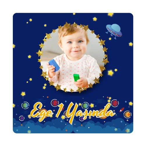 Gezegen Temalı Doğum Günü Magneti